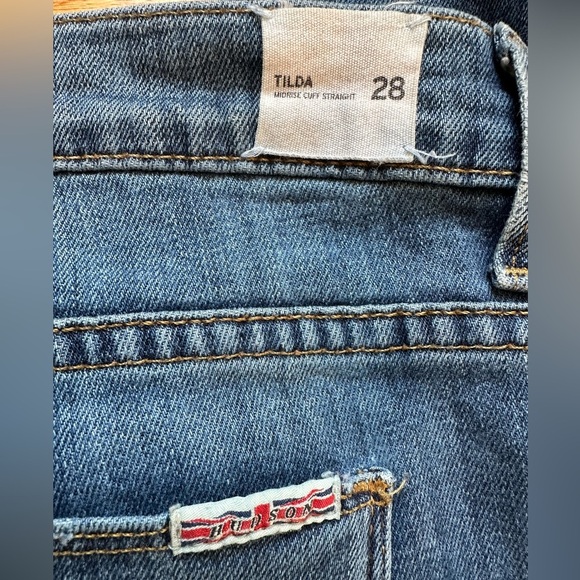 Hudson Tilda Midrise Straight Cuff Distressed Blue Ankle Jeans - Picture 7 of 10